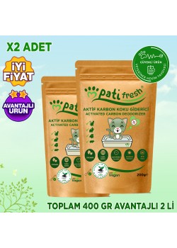 Pati Fresh Doğal Aktif Karbon Kedi Kumu Koku Giderici 200 gr 2x Avantaj Paketi
