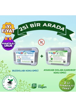 Kokusil Buzdolabı Koku Giderici ve Ayakkabı Dolabı, Gardırop Koku Giderici 2li Paket