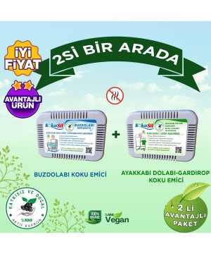 Kokusil Buzdolabı Koku Giderici ve Ayakkabı Dolabı, Gardırop Koku Giderici 2li Paket
